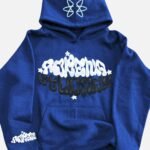 royal blue hoodie with letter puff printing