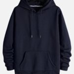 Men Plain Navy Blue Hoodies
