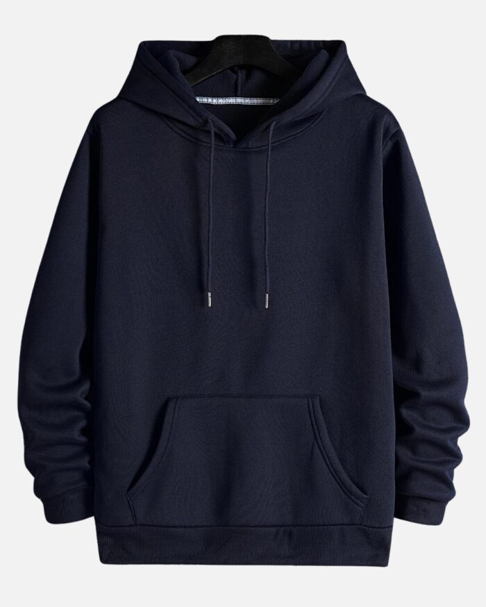 Men Plain Navy Blue Hoodies